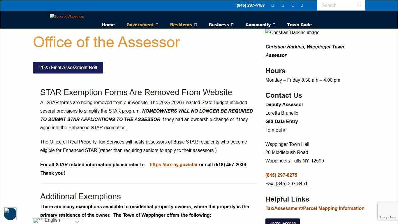 Assessor, Office of the - Town of Wappinger